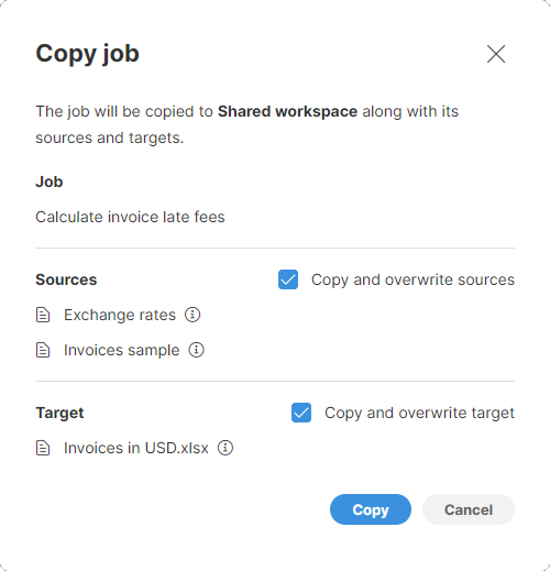 copy job to shared workspace