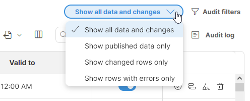 data manager reference data set view mode selector