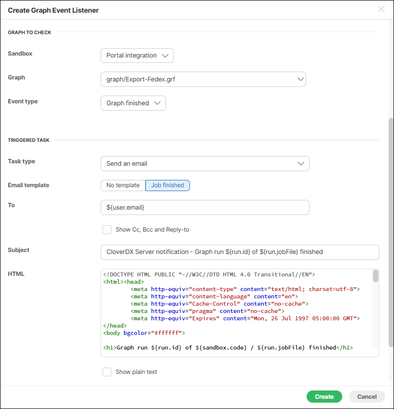 listeners sendEmailOnSuccess