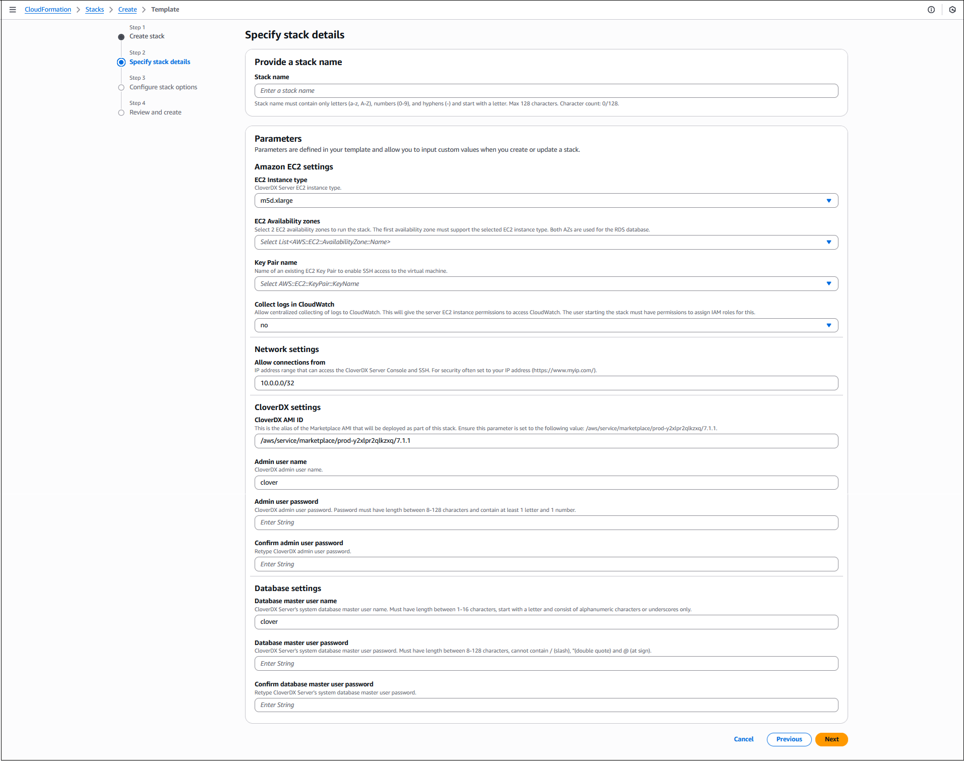 marketplace aws stack details