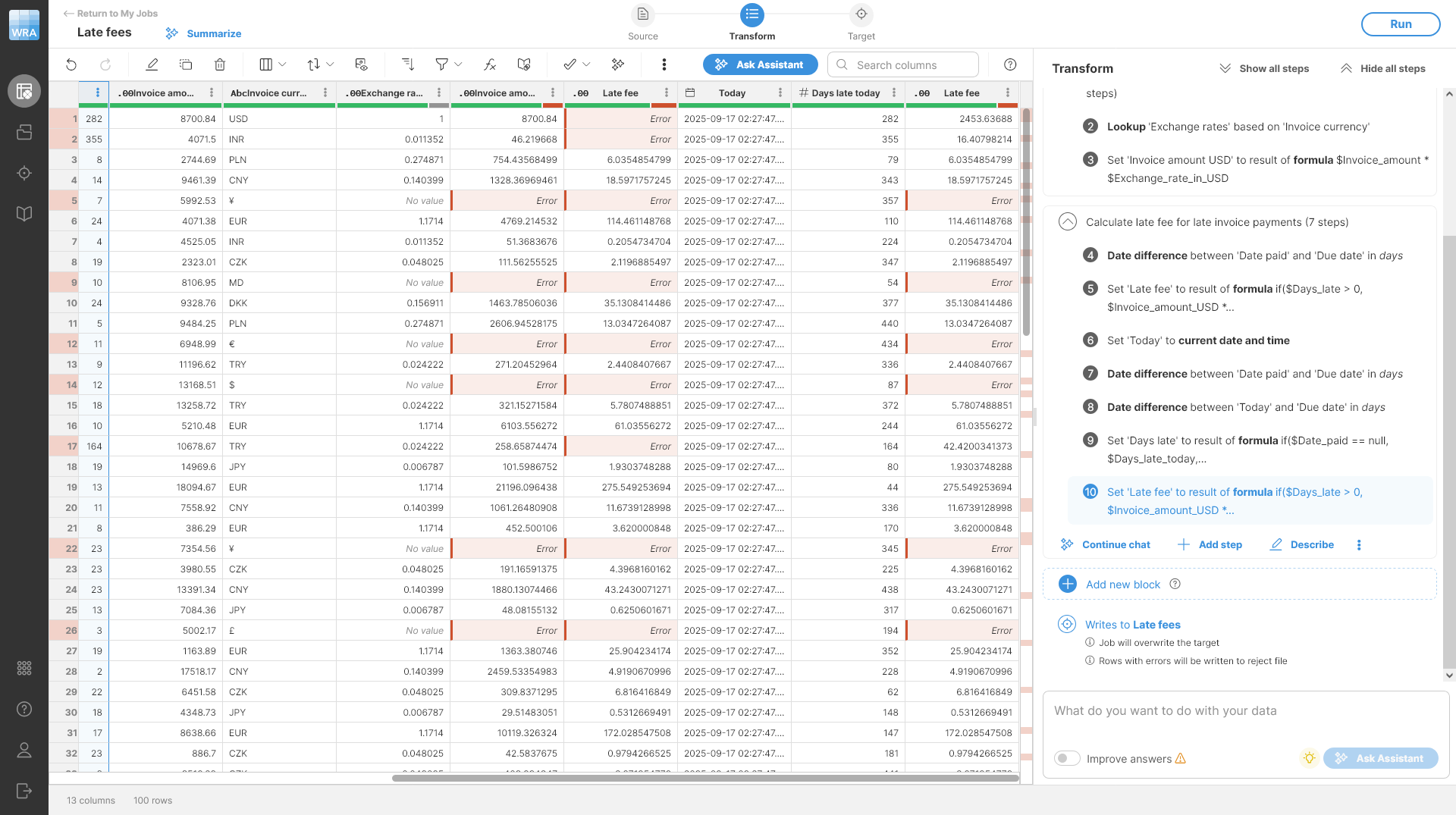 wrangler tutorial add late fee continue steps accepted