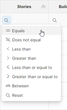 data manager filter integer column others