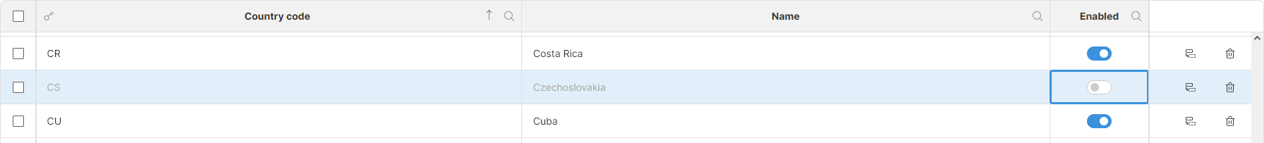 data manager reference data set disabled row