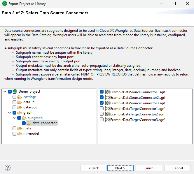 library export 2 data source connectors