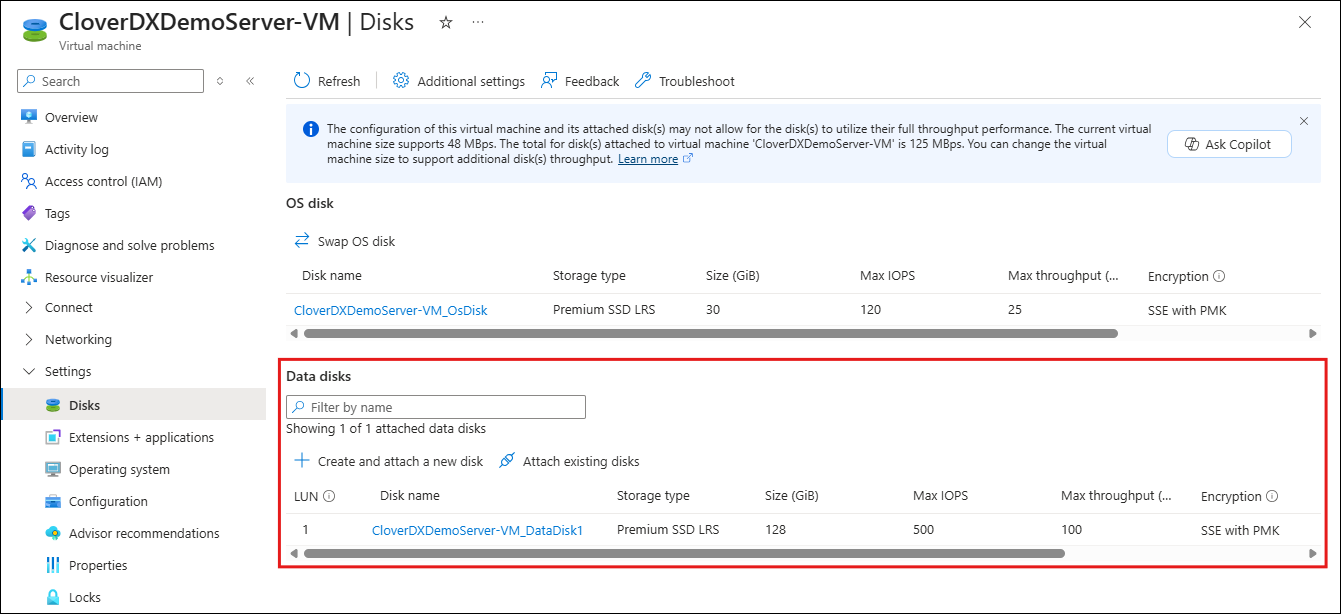 marketplace azure upgrade data disk select