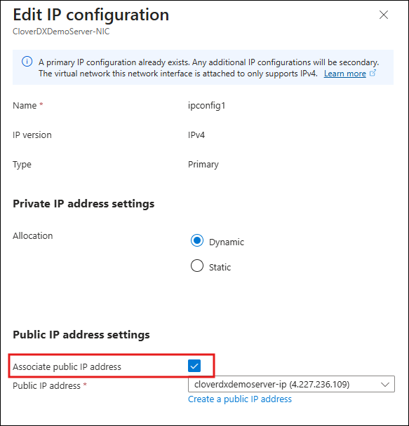 marketplace azure upgrade ip disassociate