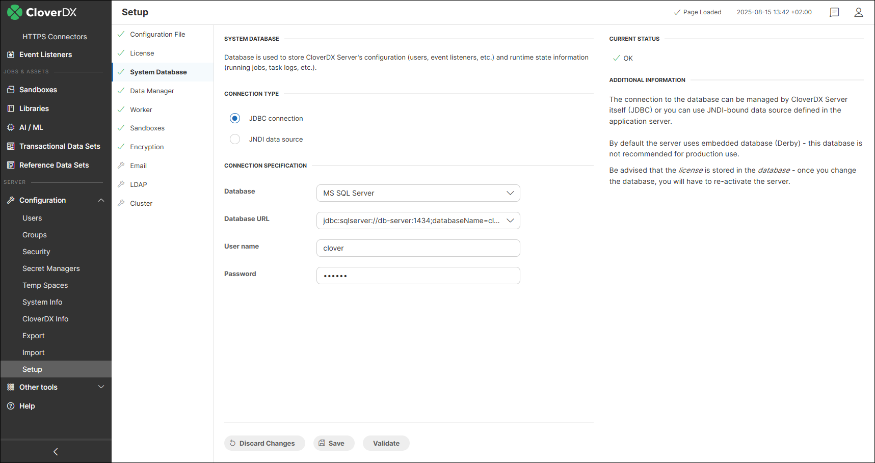 setup database jdbc