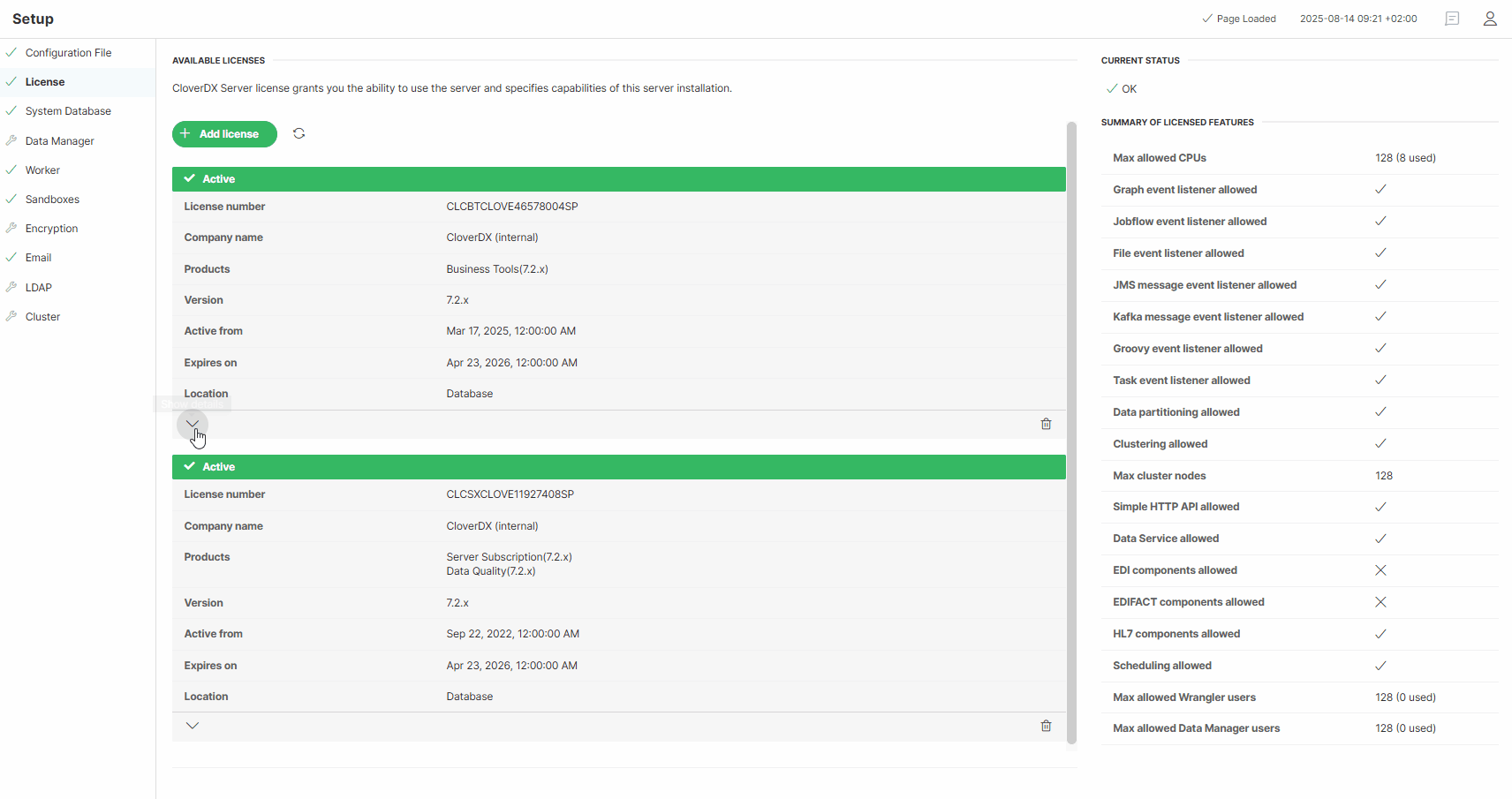 setup licenses