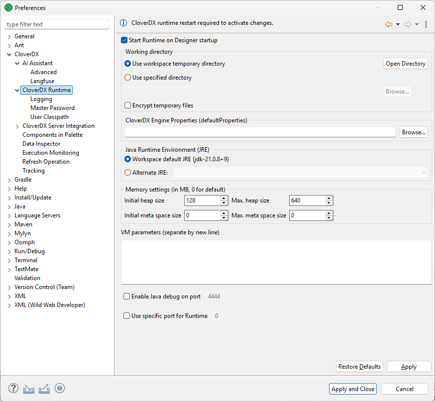 configuration runtime general