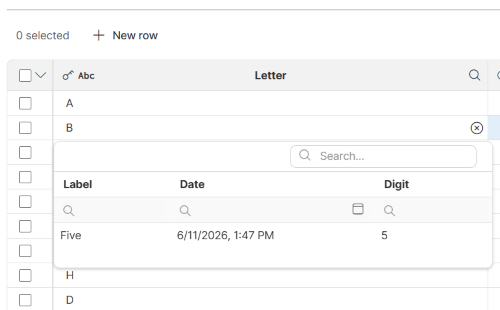 data manager lookup single column