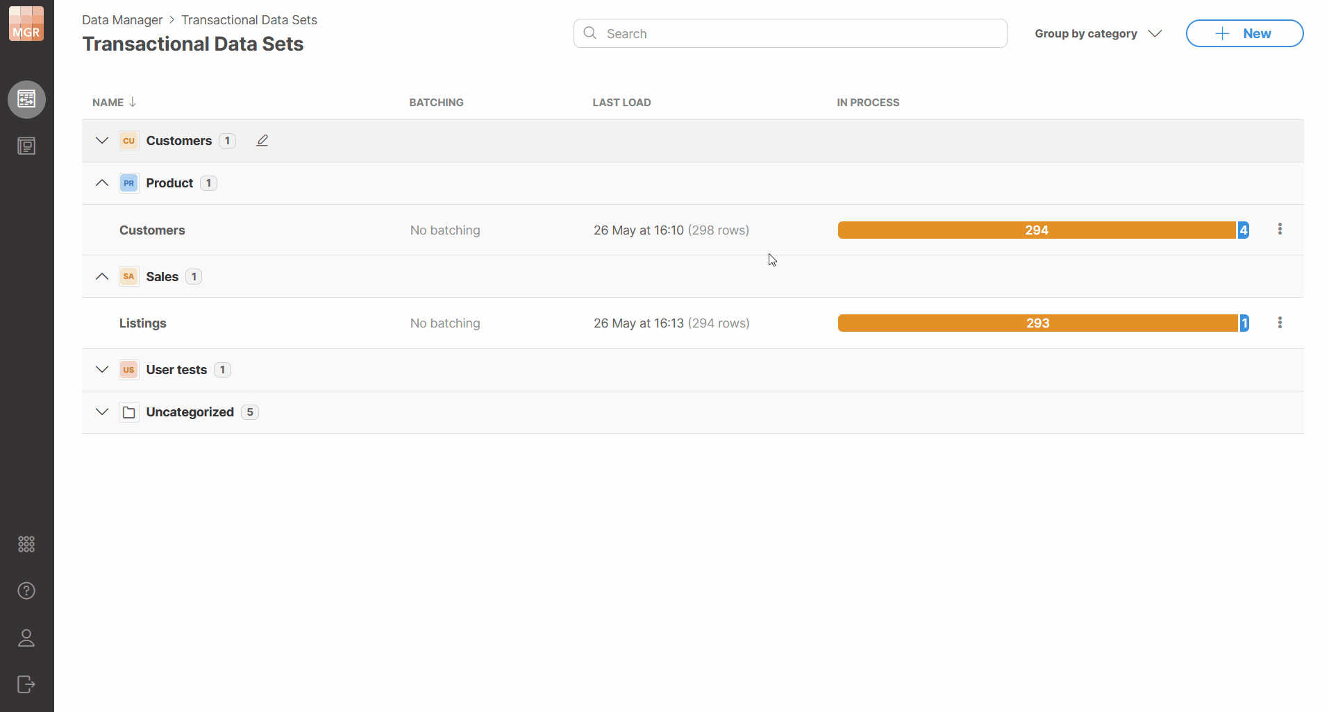 data manager rename data set category