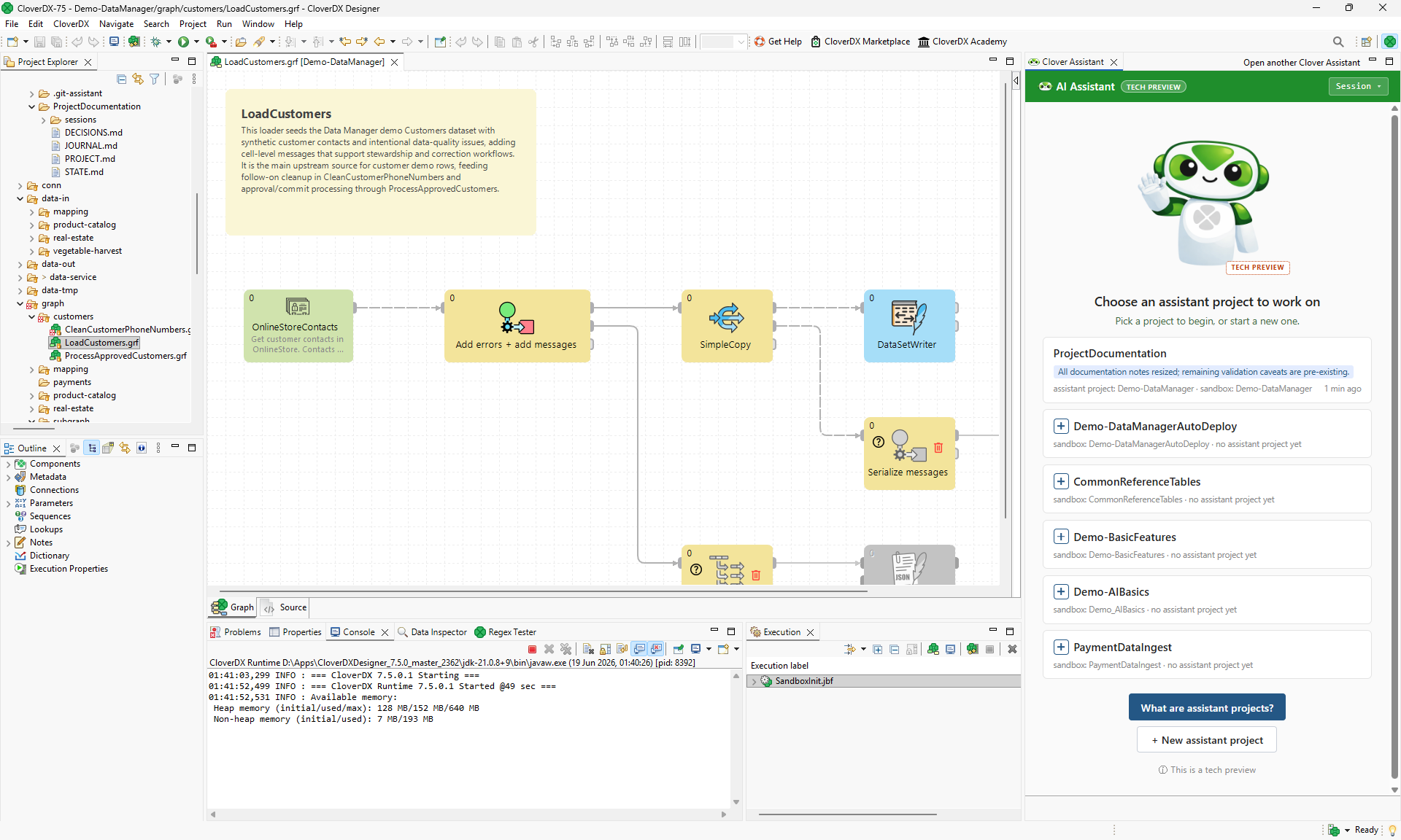 designer assistant projects view