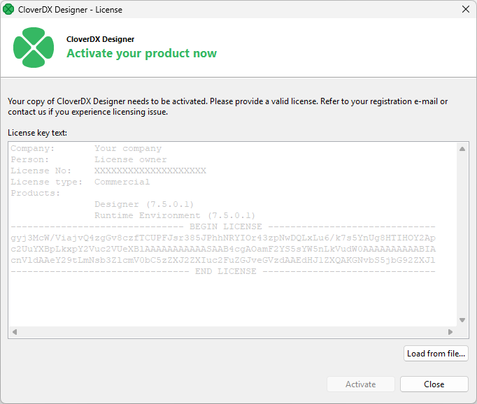 license add license dialog