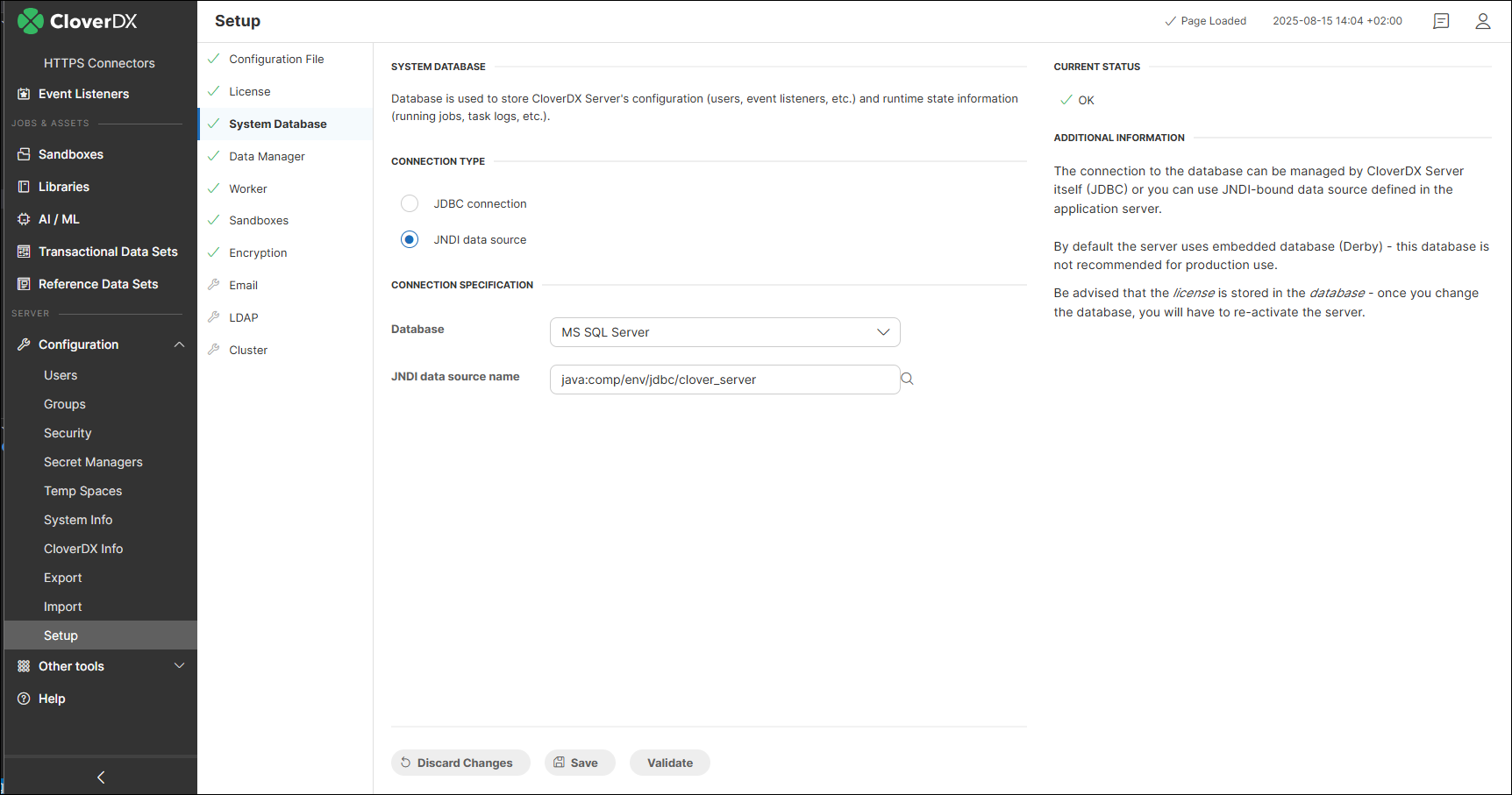 setup database jndi