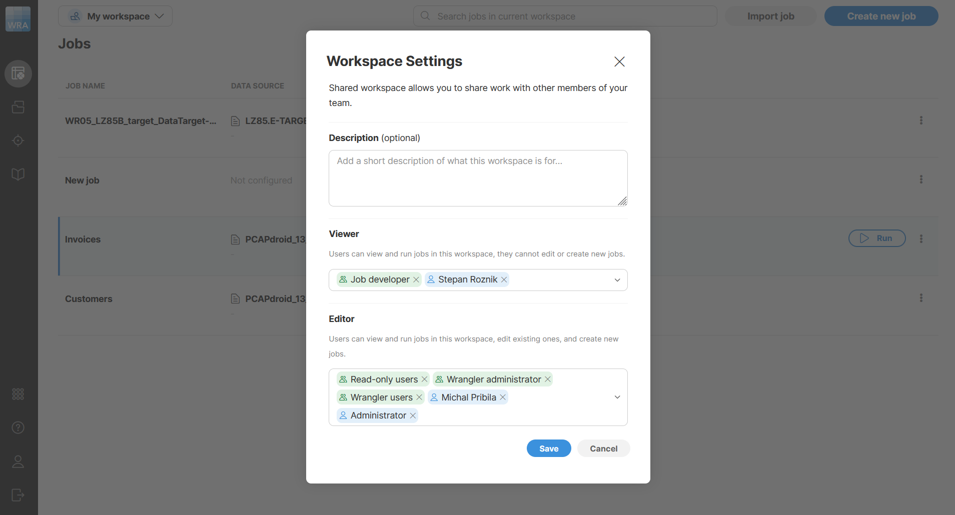 shared workspace settings