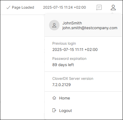 user profile menu