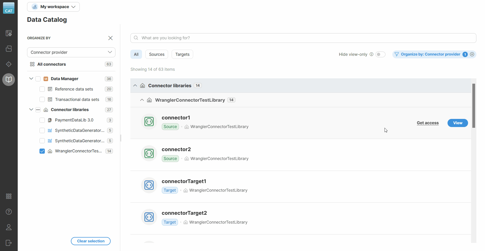 data catalog hide view only