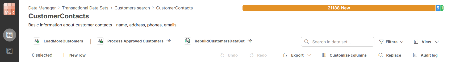 data manager descriptions editor
