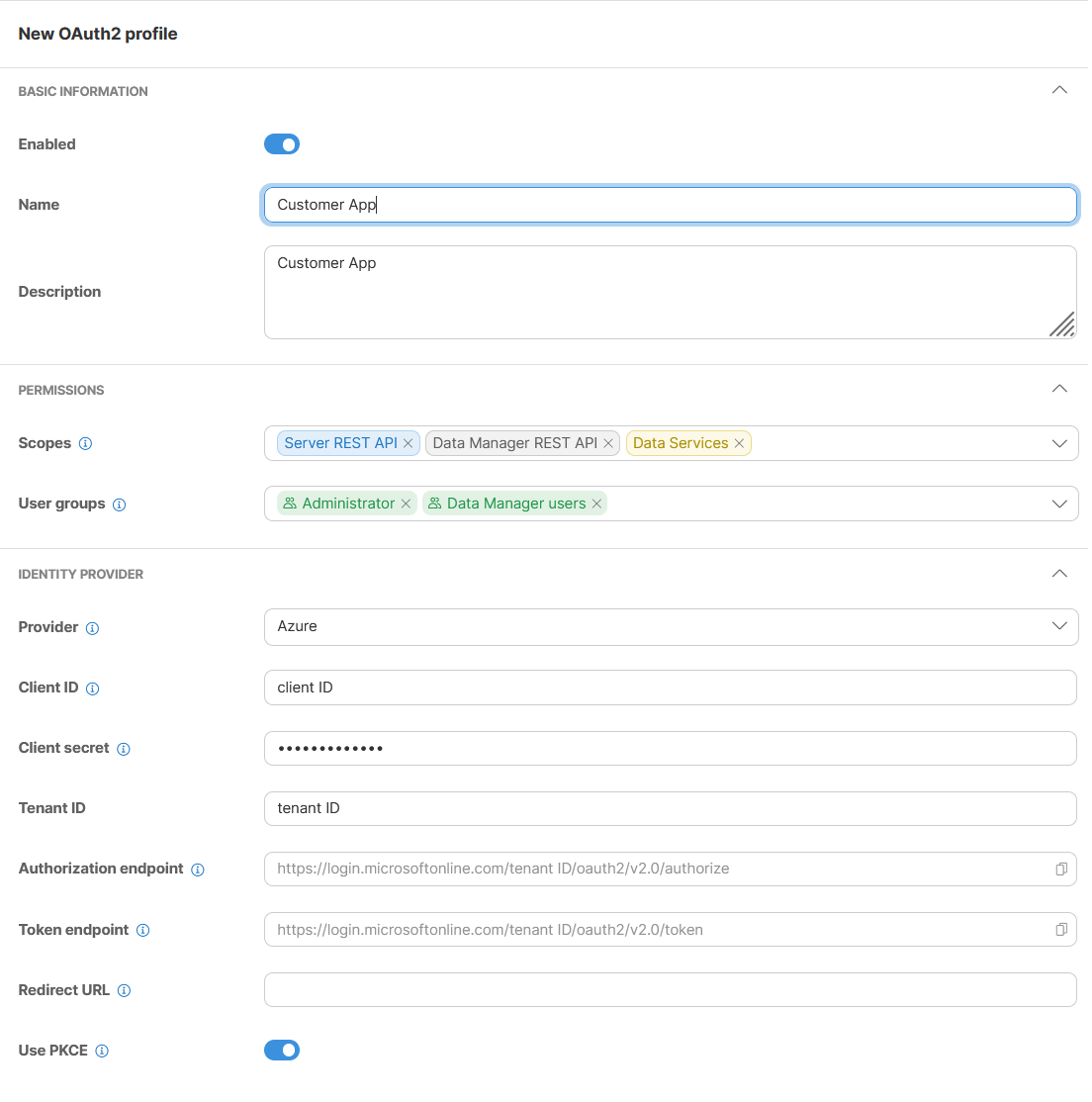 setup oauth2 profile