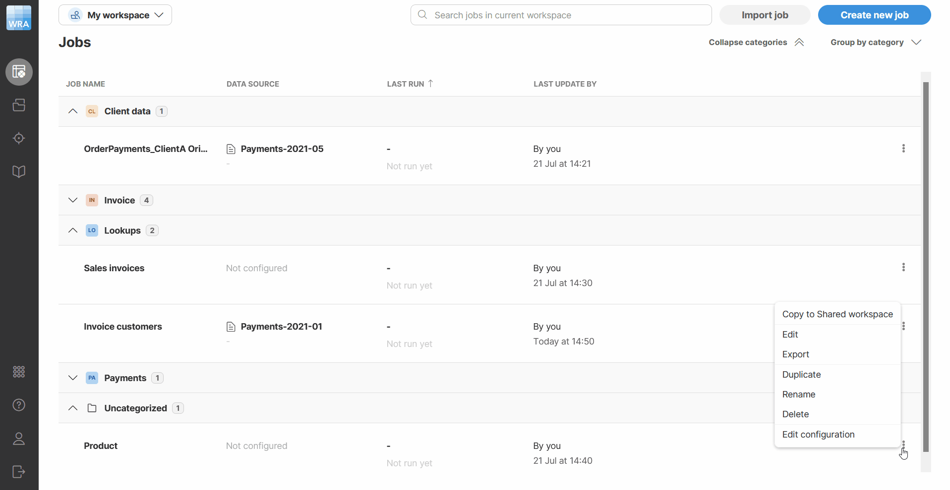 wrangler assign category