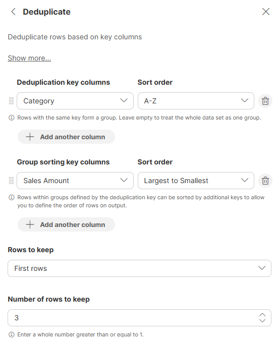 deduplicate settings