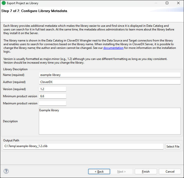 library export 7 metadata