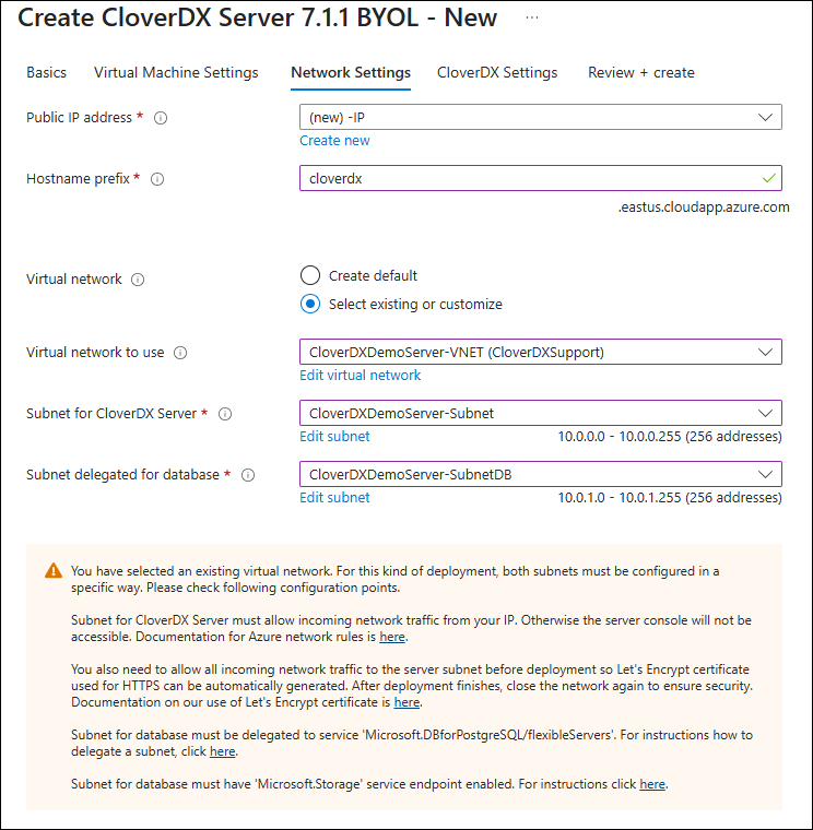 marketplace azure existing infrastructure network