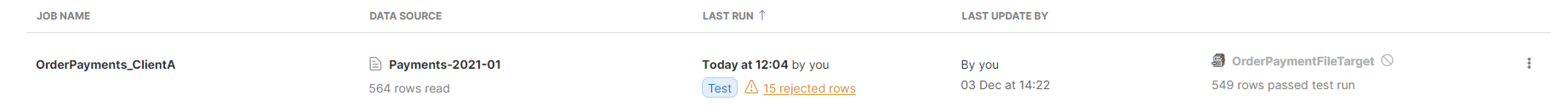 test run result