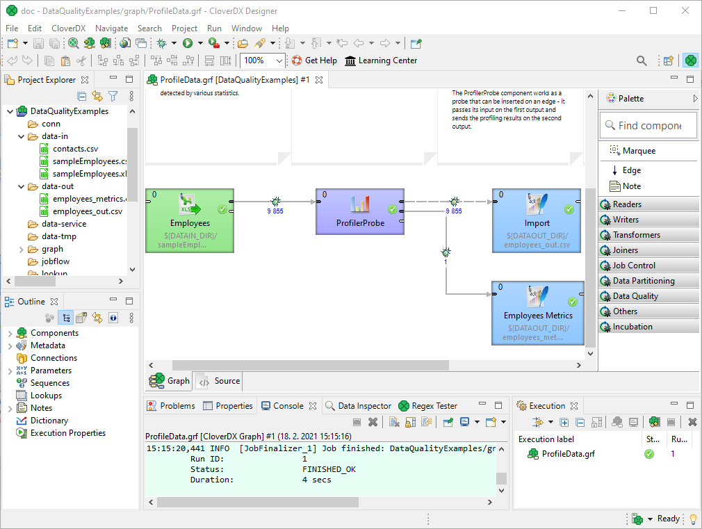 Screenshot van CloverDX Designer software.