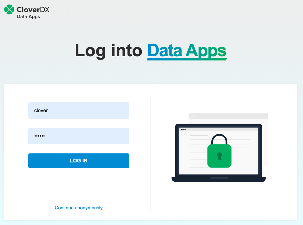 data apps login page