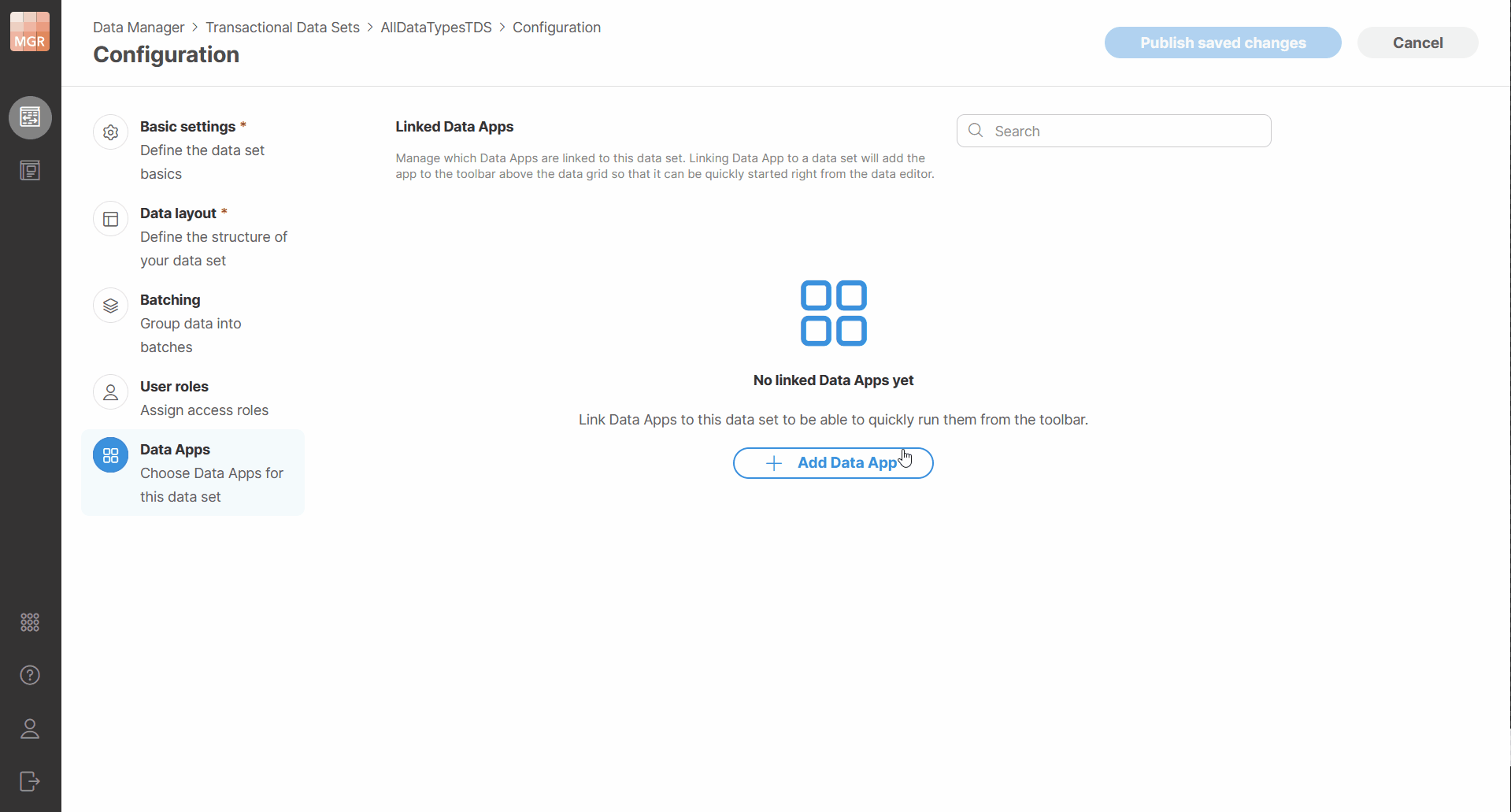 data manager add data apps
