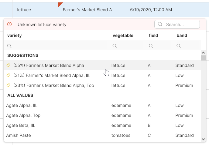 data manager lookup multiple columns with suggestions