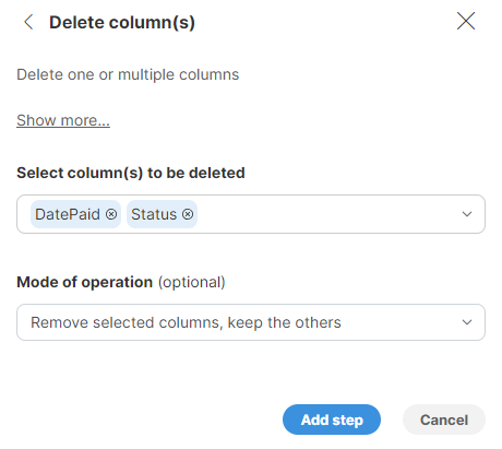 delete column