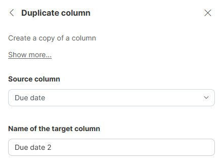 duplicate column