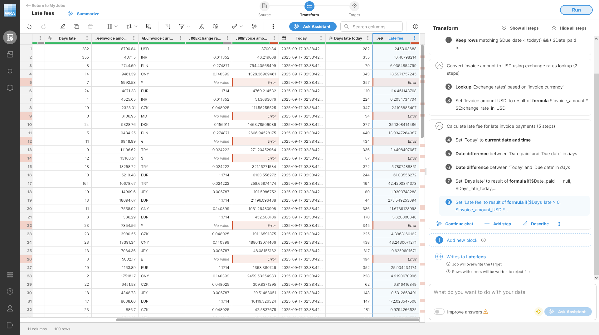 wrangler tutorial late fee after steps deleted